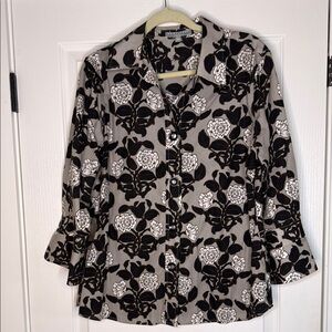 Floral Black and White Women's Top